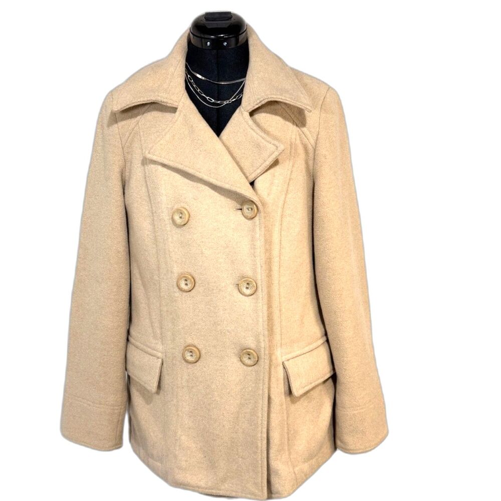 Old Navy Camel Wool Blend Double-Breasted Peacoat